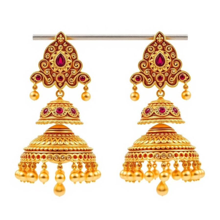 Temple Jhumkas — Side view