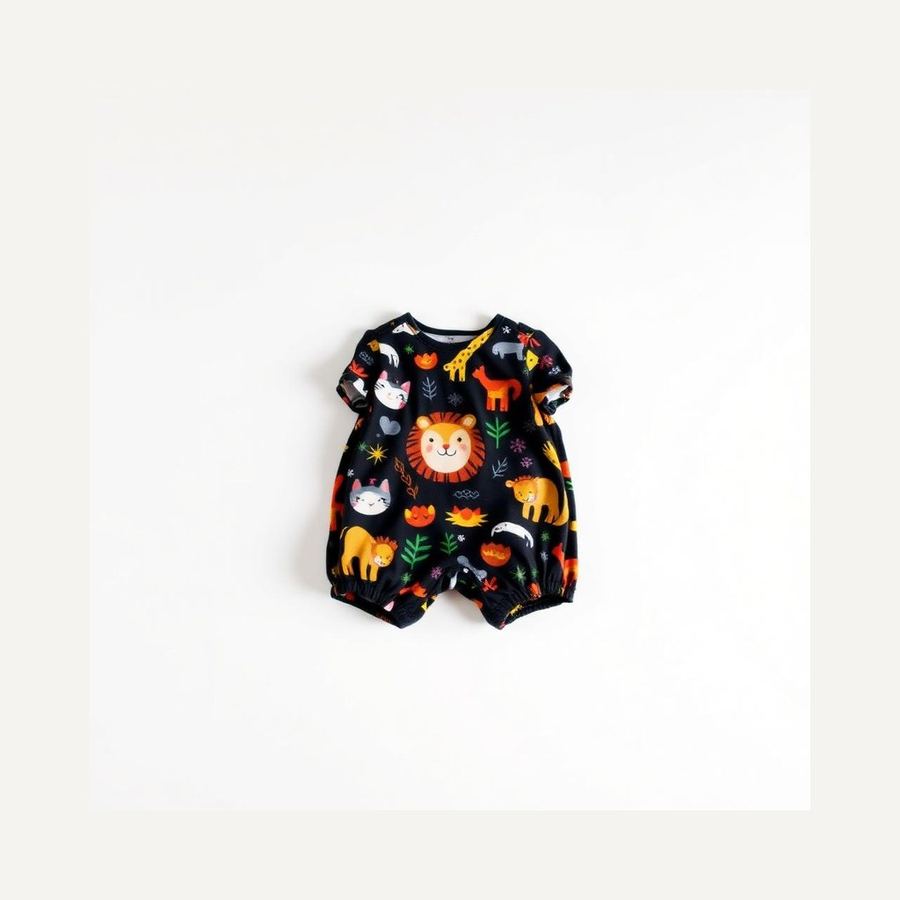 Printed Romper — In packaging