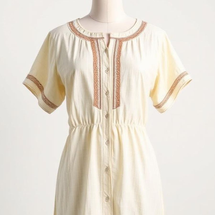 Handloom Cotton Dress — Close-up detail
