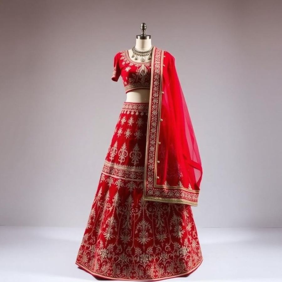 Embroidered Lehenga — Side view