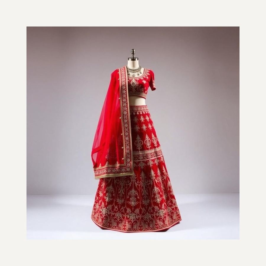 Embroidered Lehenga — In packaging