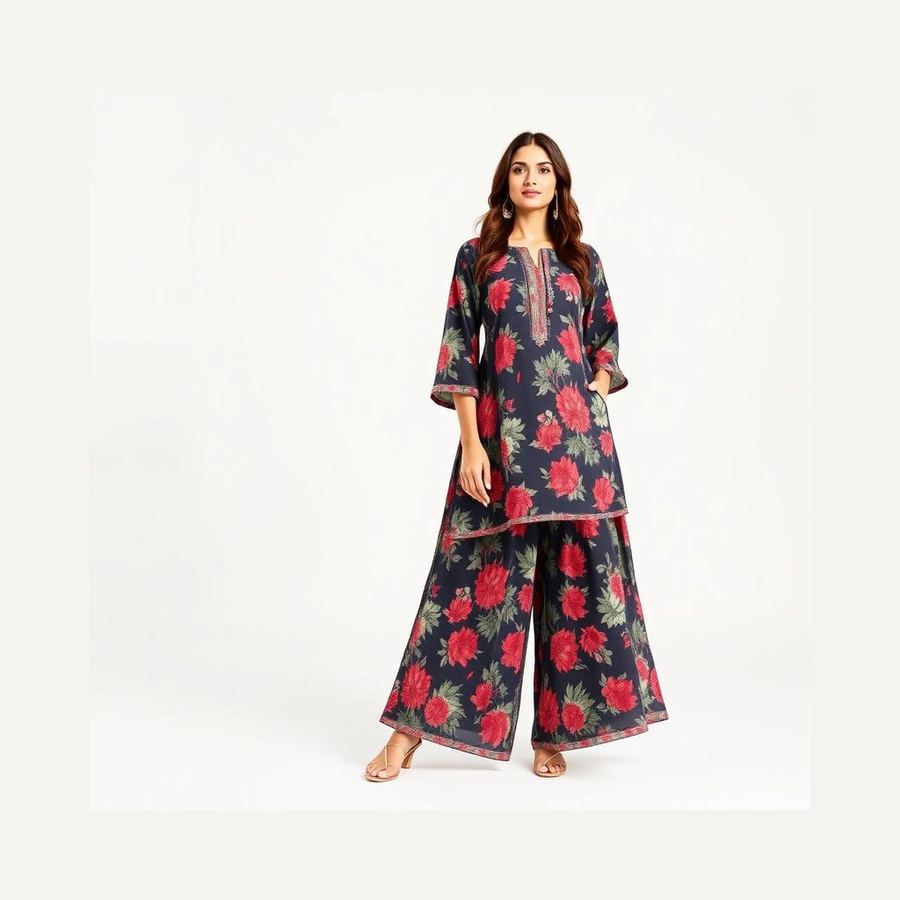 Printed Palazzo Set — In packaging