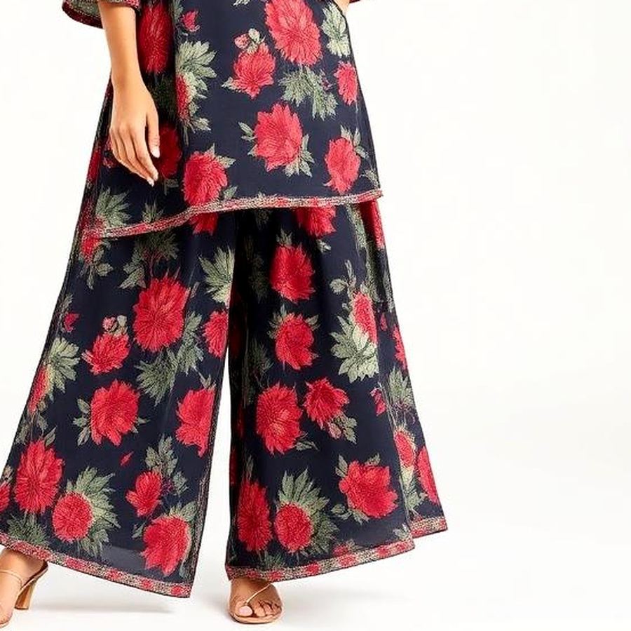 Printed Palazzo Set — Macro detail